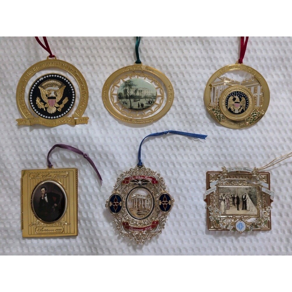 Lot of 6 White House Christmas Ornaments 1989 - 2007